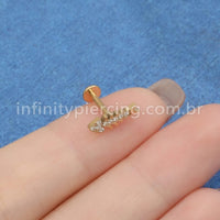 Piercing Labret Titânio Espinha Peixe Zircônia