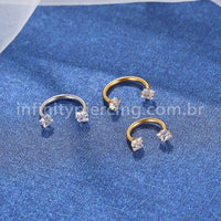 Piercing Ferradura Aço Cirúrgico Zircônia Quadrada