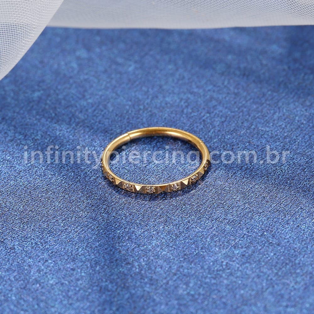Piercing Argola Segmento Articulado Aço Cirurgico Zircônia Com Detalhe