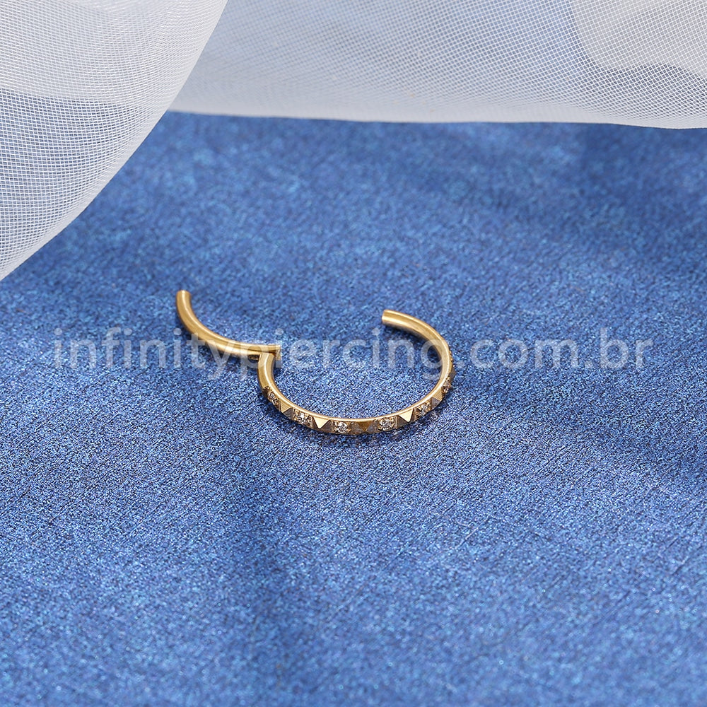 Piercing Argola Segmento Articulado Aço Cirurgico Zircônia Com Detalhe
