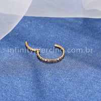 Piercing Argola Segmento Articulado Aço Cirurgico Zircônia Com Detalhe