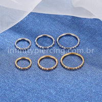 Piercing Argola Segmento Articulado Aço Cirurgico Zircônia Com Detalhe
