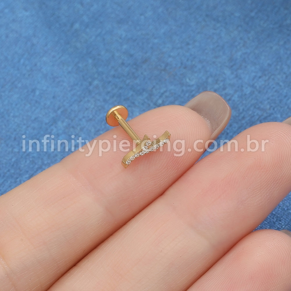 Piercing Labret Titânio Onda Zircônia
