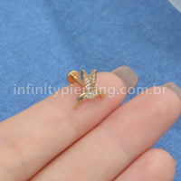 Piercing Labret Titânio Beija Flor Zircônia