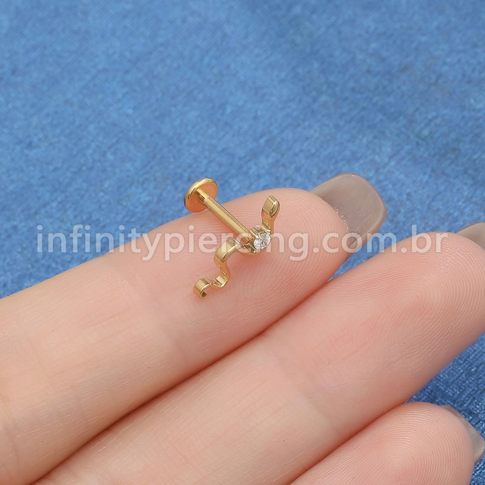 Piercing Labret Titânio Cobra Zircônia