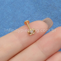 Piercing Labret Titânio Coroa Zircônia