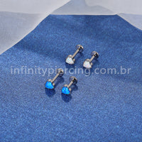 Piercing Labret Titânio Coração Opala