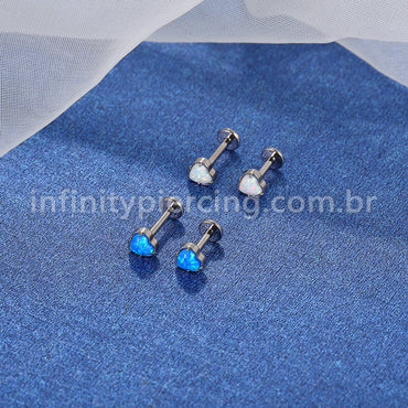 Piercing Labret Titânio Coração Opala