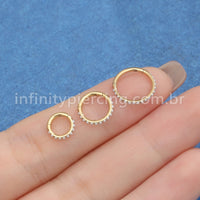 Piercing Argola Titânio Segmento Articulado Perola Cravejada