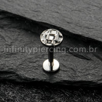 Piercing Labret Titânio Redondo Jogo Da Velha