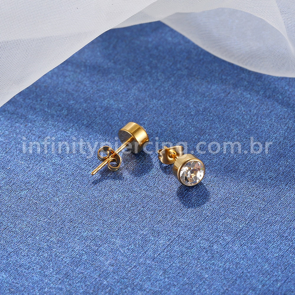 Brinco Aço Cirúrgico Pedra Swarovski