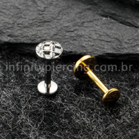 Piercing Labret Titânio Redondo Jogo Da Velha