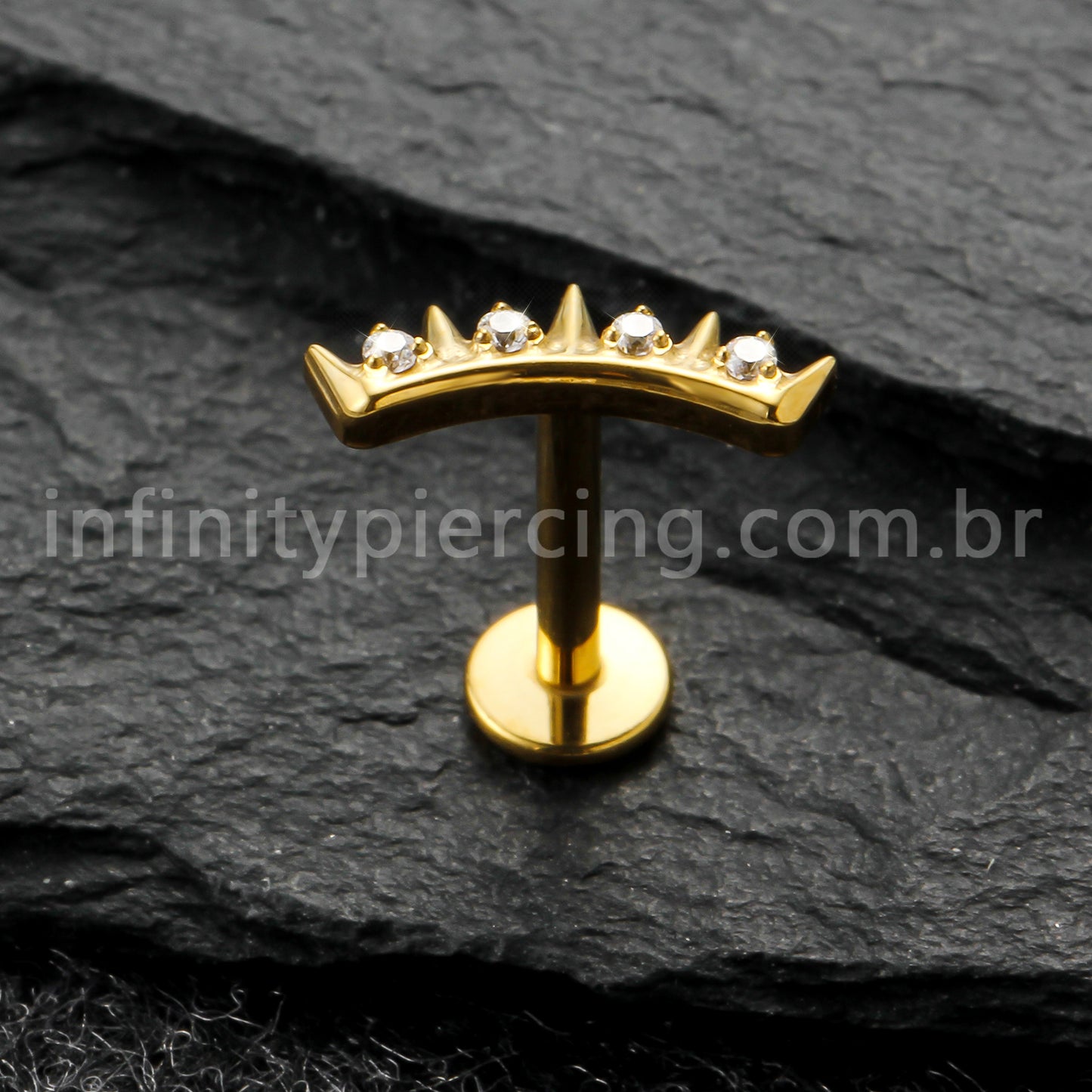 Piercing Labret Titânio Spike Zircônia Cravejada