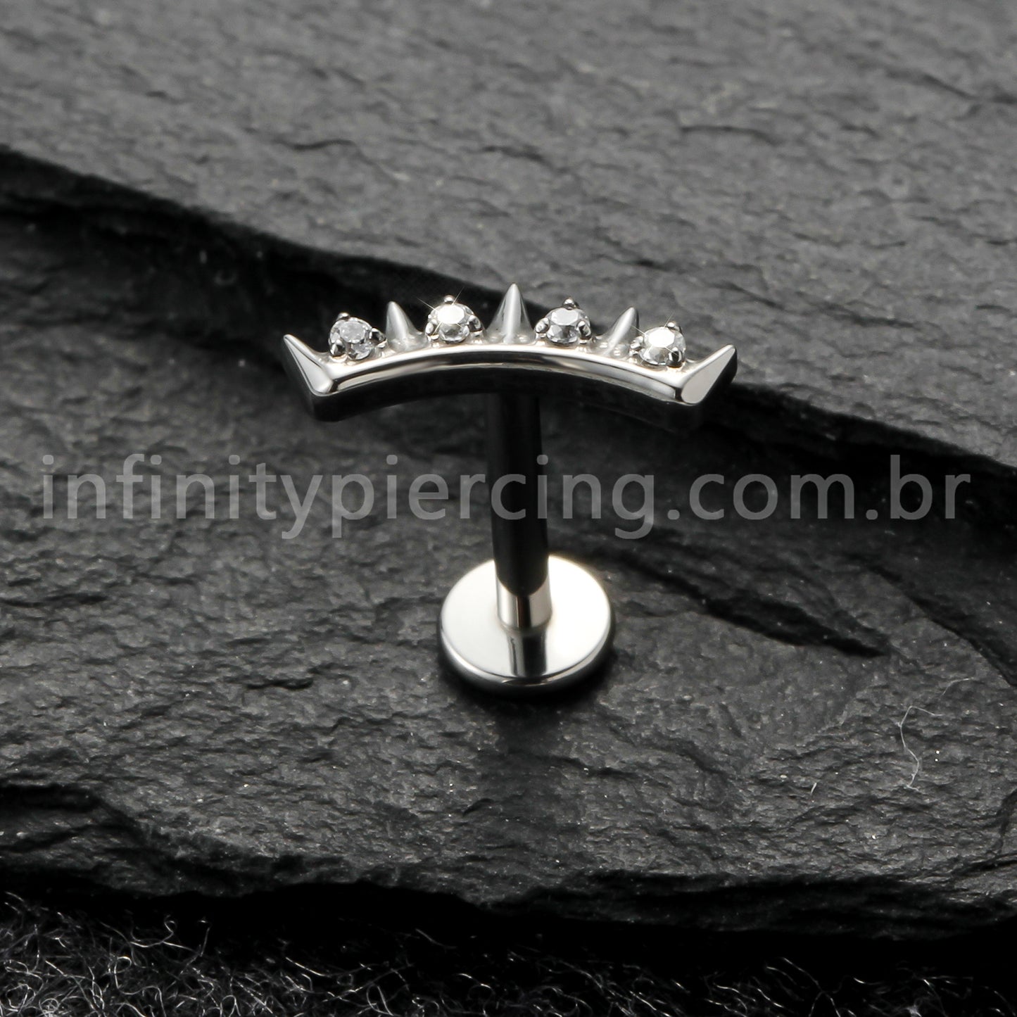 Piercing Labret Titânio Spike Zircônia Cravejada