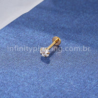 Piercing Labret Aço Cirúrgico Zircônia Flor