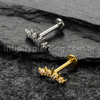 Piercing Labret Titânio Spike Zircônia Cravejada