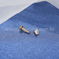 Piercing Labret Aço Cirúrgico Zircônia Flor