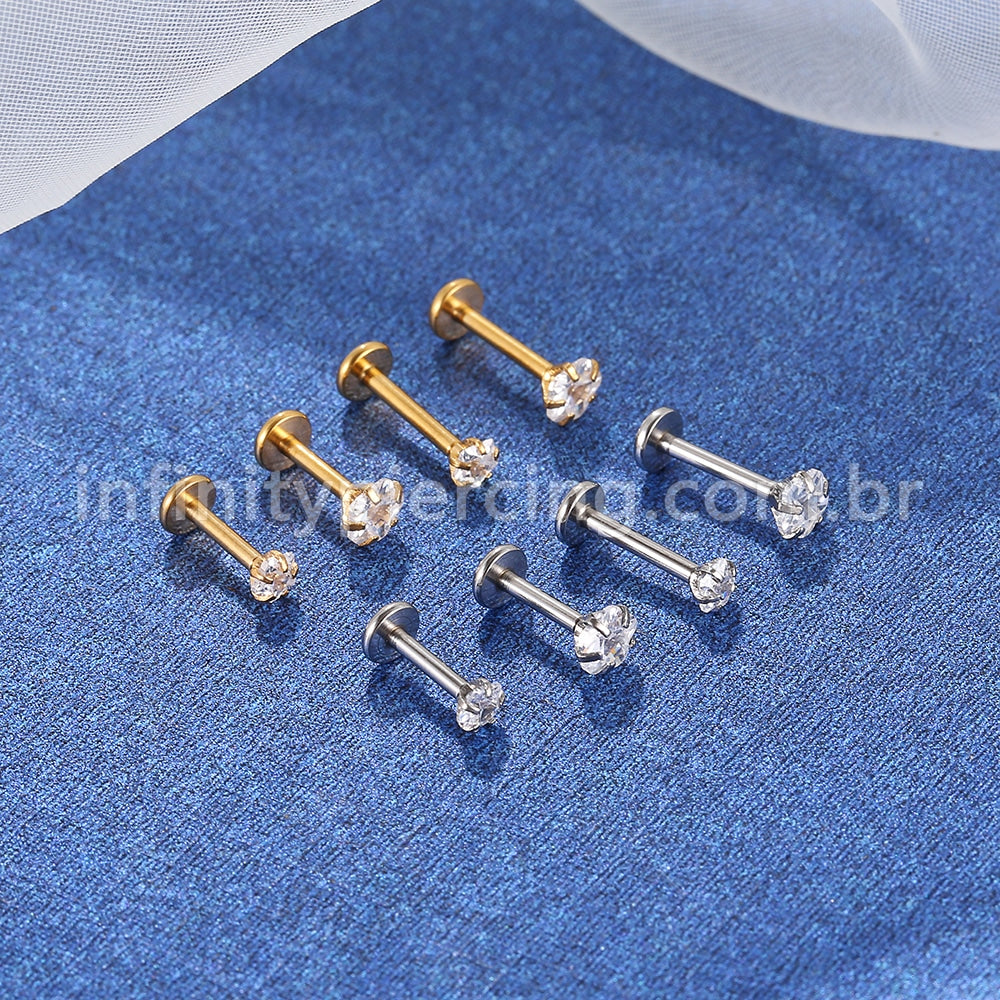 Piercing Labret Aço Cirúrgico Zircônia Flor