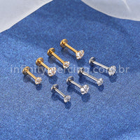 Piercing Labret Aço Cirúrgico Zircônia Flor