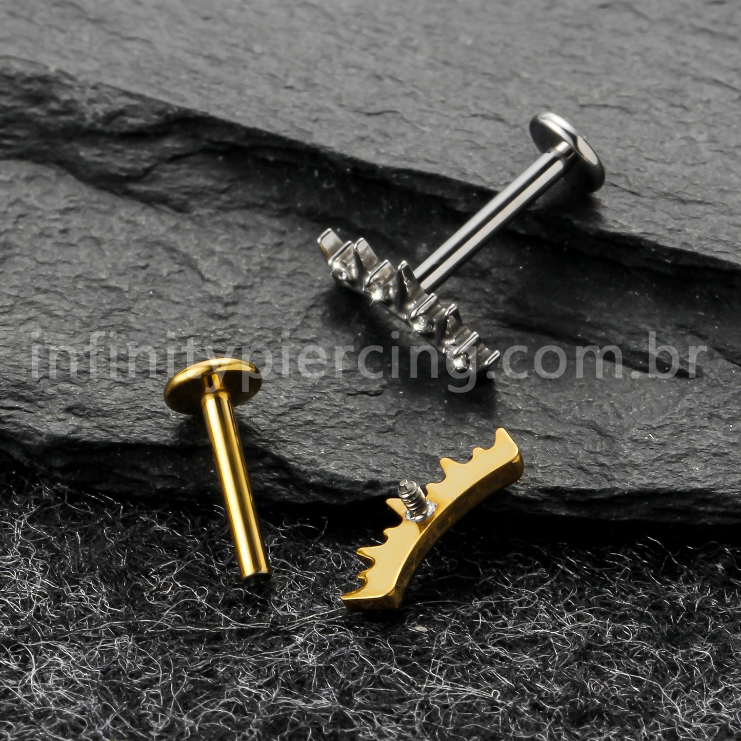 Piercing Labret Titânio Spike Zircônia Cravejada