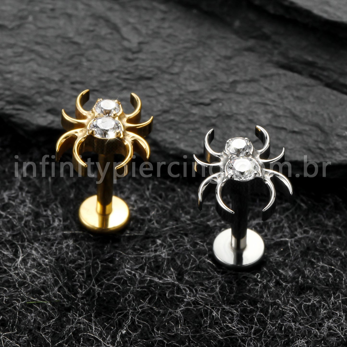 Piercing Labret Titânio Aranha