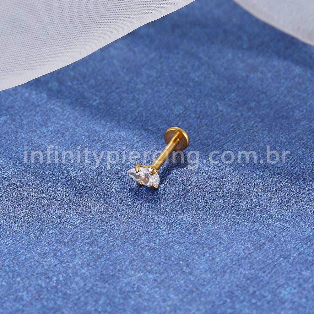 Piercing Labret Aço Cirúrgico Gota Zircônia