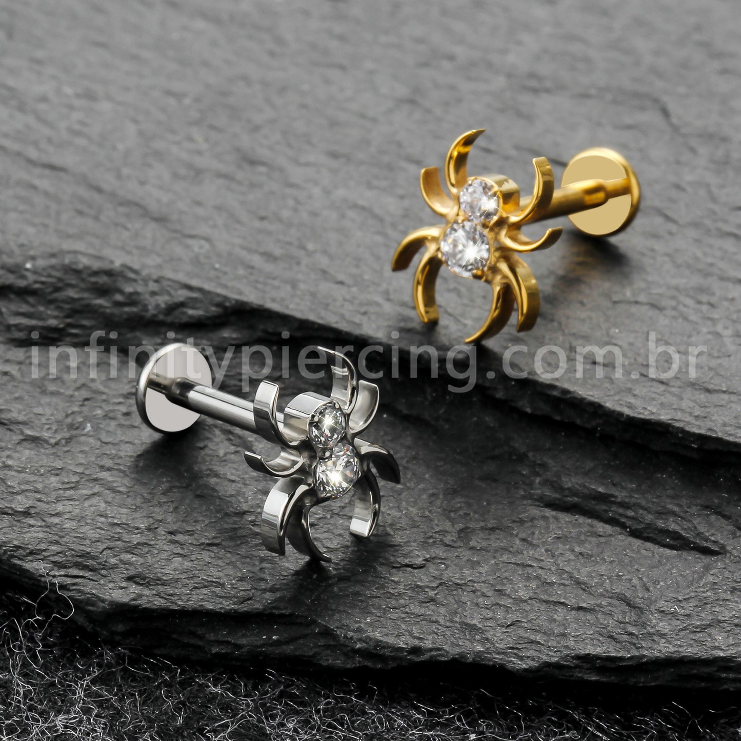 Piercing Labret Titânio Aranha