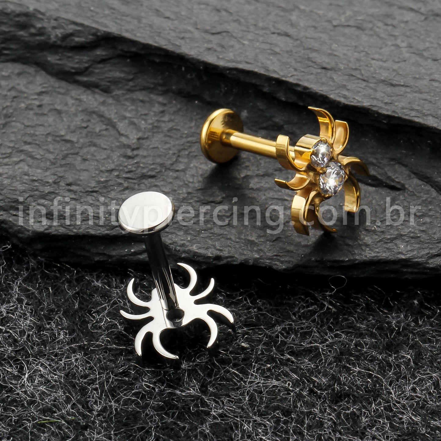 Piercing Labret Titânio Aranha