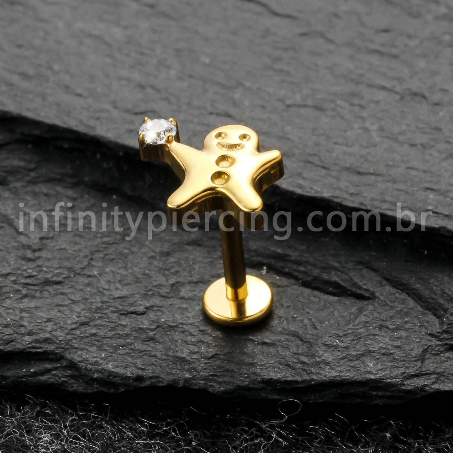 Piercing Labret Titânio Boneco De Biscoito