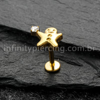 Piercing Labret Titânio Boneco De Biscoito