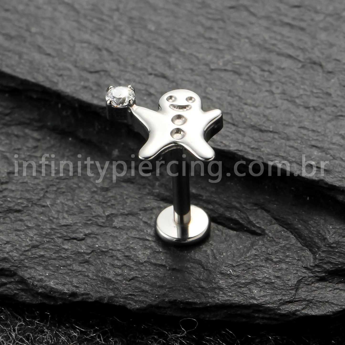 Piercing Labret Titânio Boneco De Biscoito