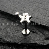 Piercing Labret Titânio Boneco De Biscoito