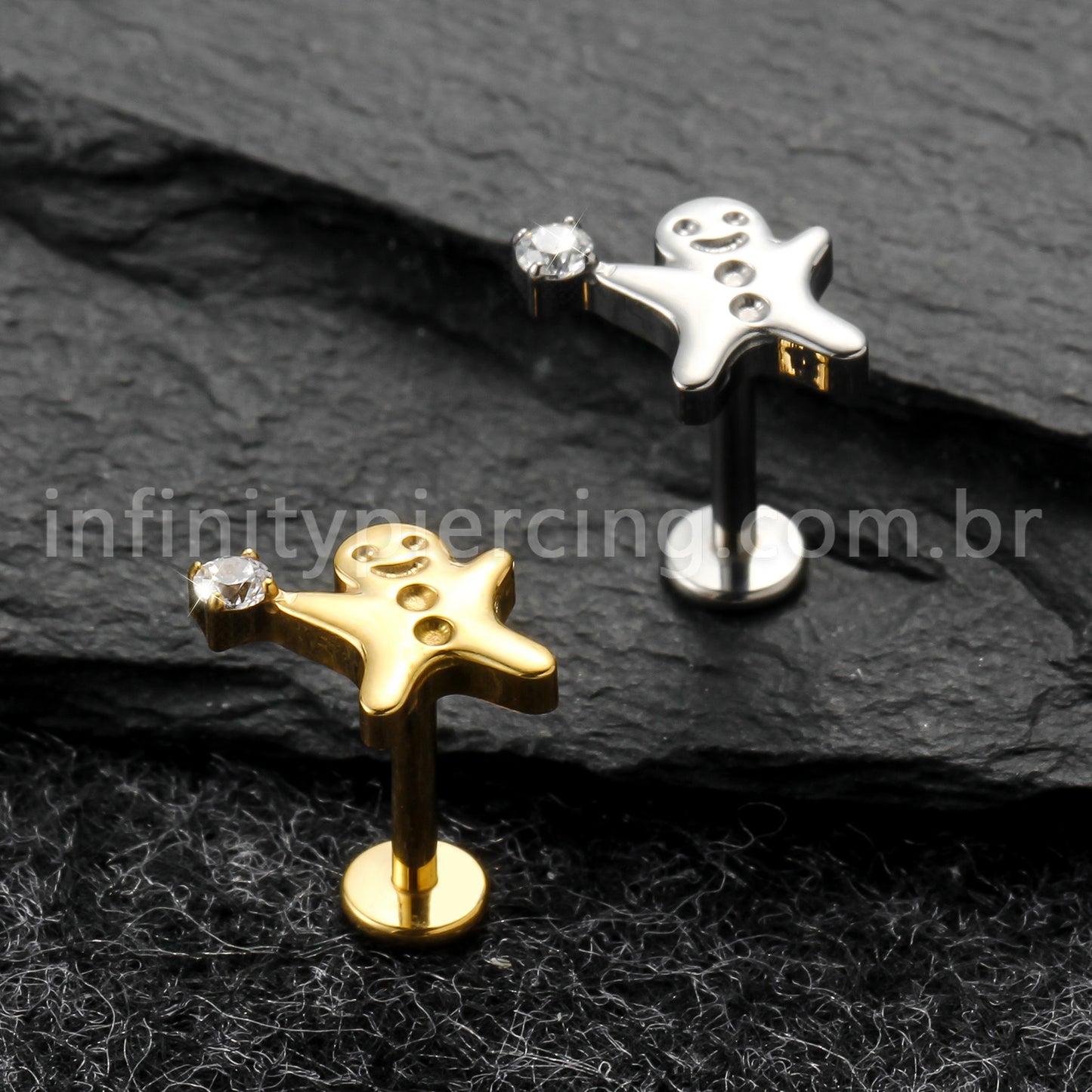Piercing Labret Titânio Boneco De Biscoito