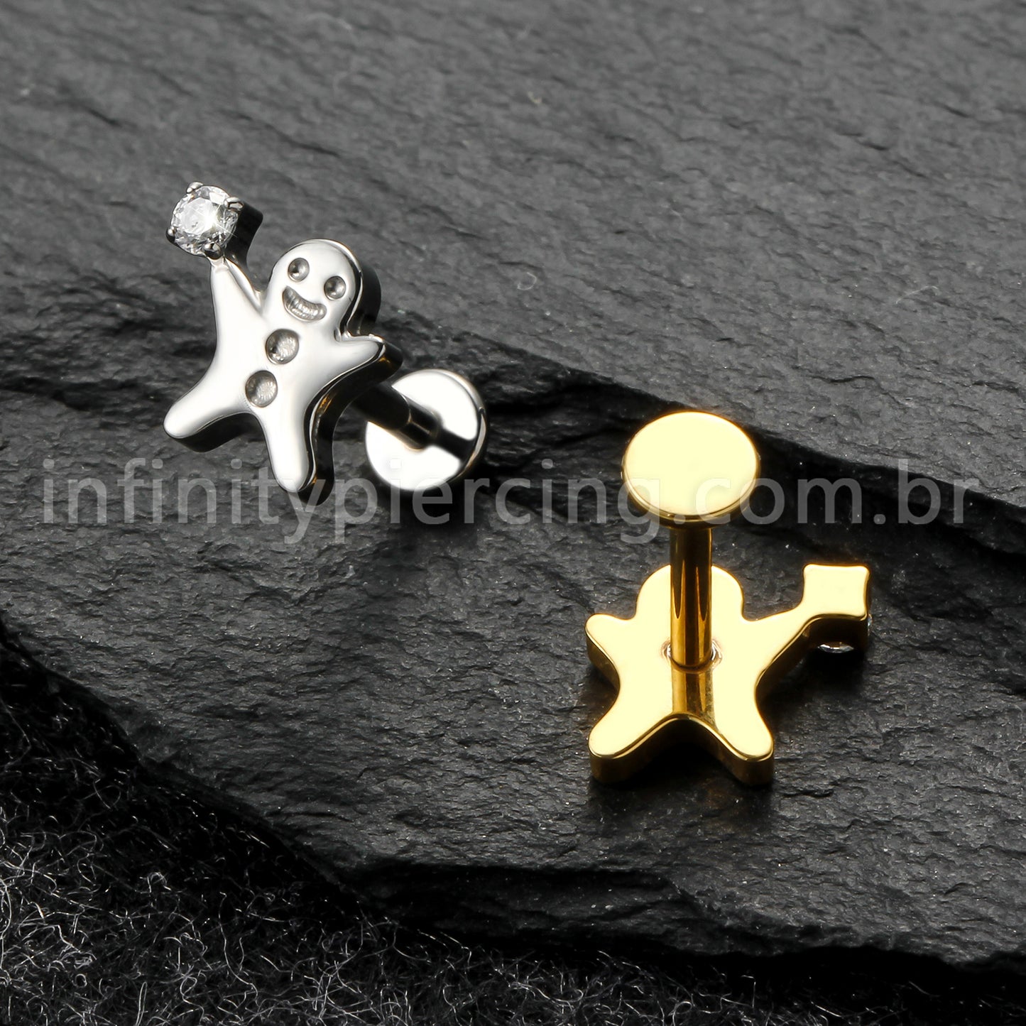 Piercing Labret Titânio Boneco De Biscoito