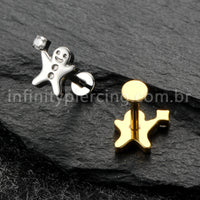 Piercing Labret Titânio Boneco De Biscoito