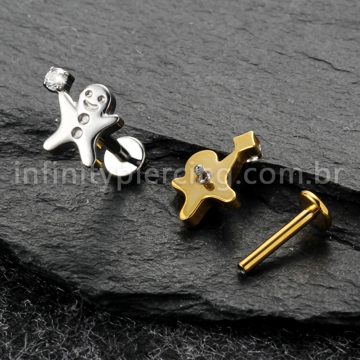 Piercing Labret Titânio Boneco De Biscoito