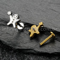 Piercing Labret Titânio Boneco De Biscoito
