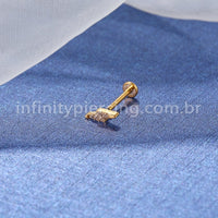 Piercing Labret Aço Cirúrgico Rosca Interna Raio Zircônia