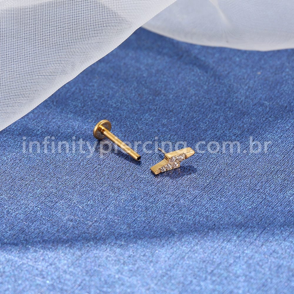Piercing Labret Aço Cirúrgico Rosca Interna Raio Zircônia