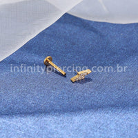 Piercing Labret Aço Cirúrgico Rosca Interna Raio Zircônia