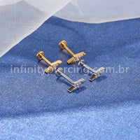 Piercing Labret Aço Cirúrgico Rosca Interna Raio Zircônia