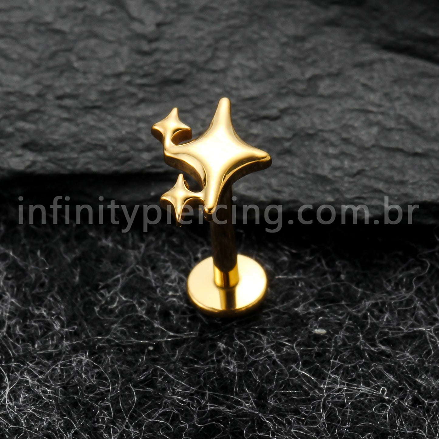 Piercing Labret Titânio Estrelas