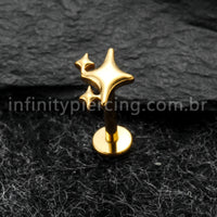 Piercing Labret Titânio Estrelas