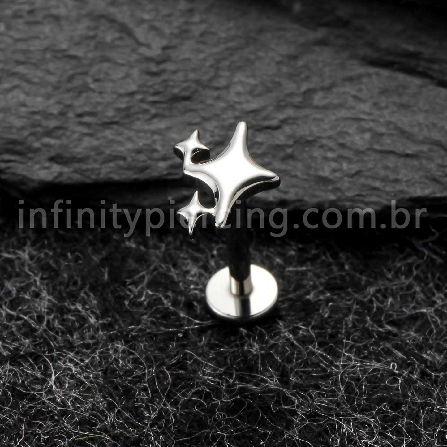 Piercing Labret Titânio Estrelas