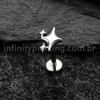 Piercing Labret Titânio Estrelas