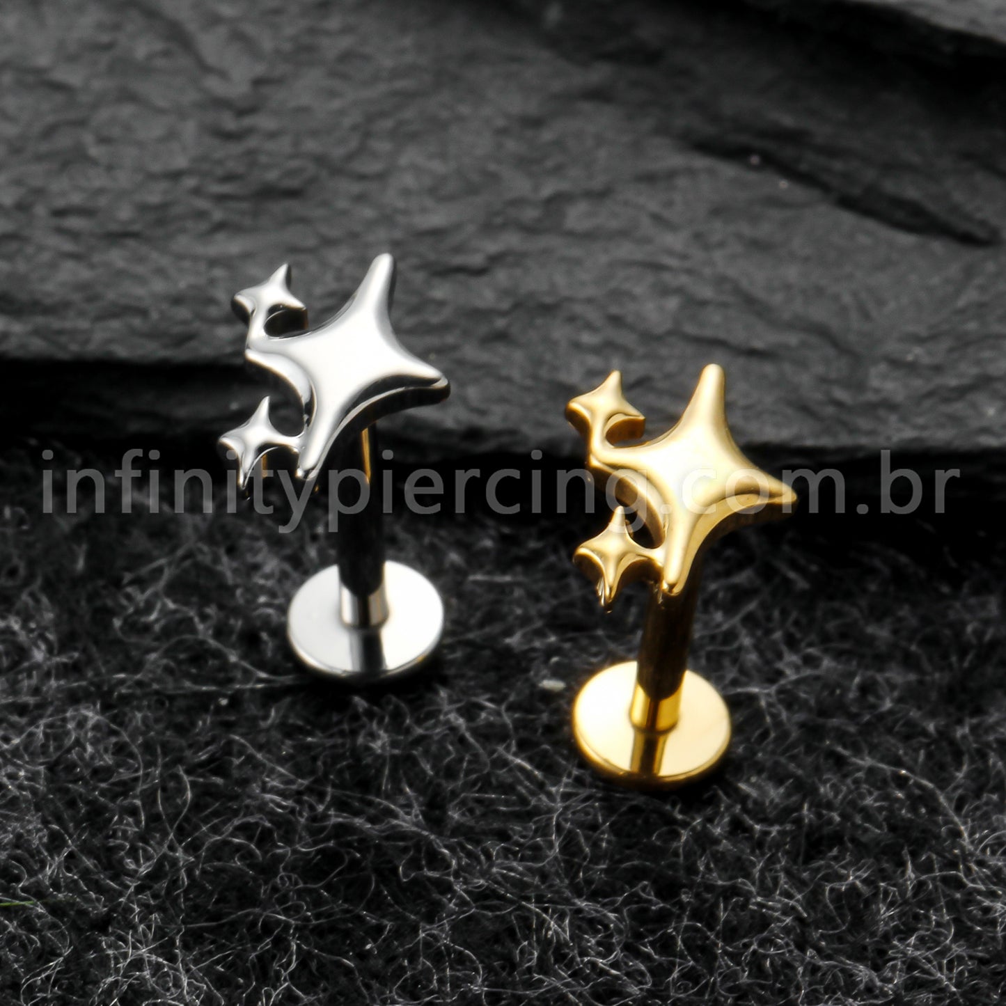 Piercing Labret Titânio Estrelas