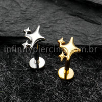 Piercing Labret Titânio Estrelas