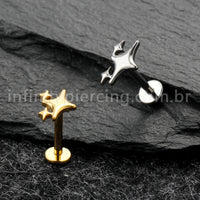 Piercing Labret Titânio Estrelas