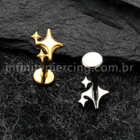 Piercing Labret Titânio Estrelas