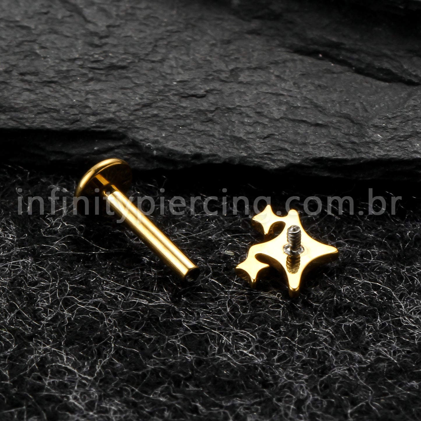 Piercing Labret Titânio Estrelas
